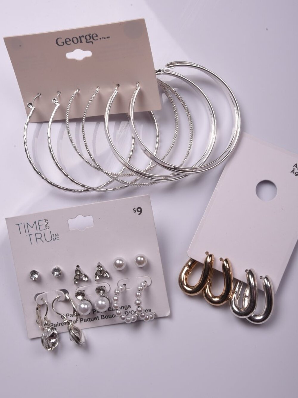 Mixed Fashion Earring Lot – Time and Tru & George Jewelry (3 Card Set)